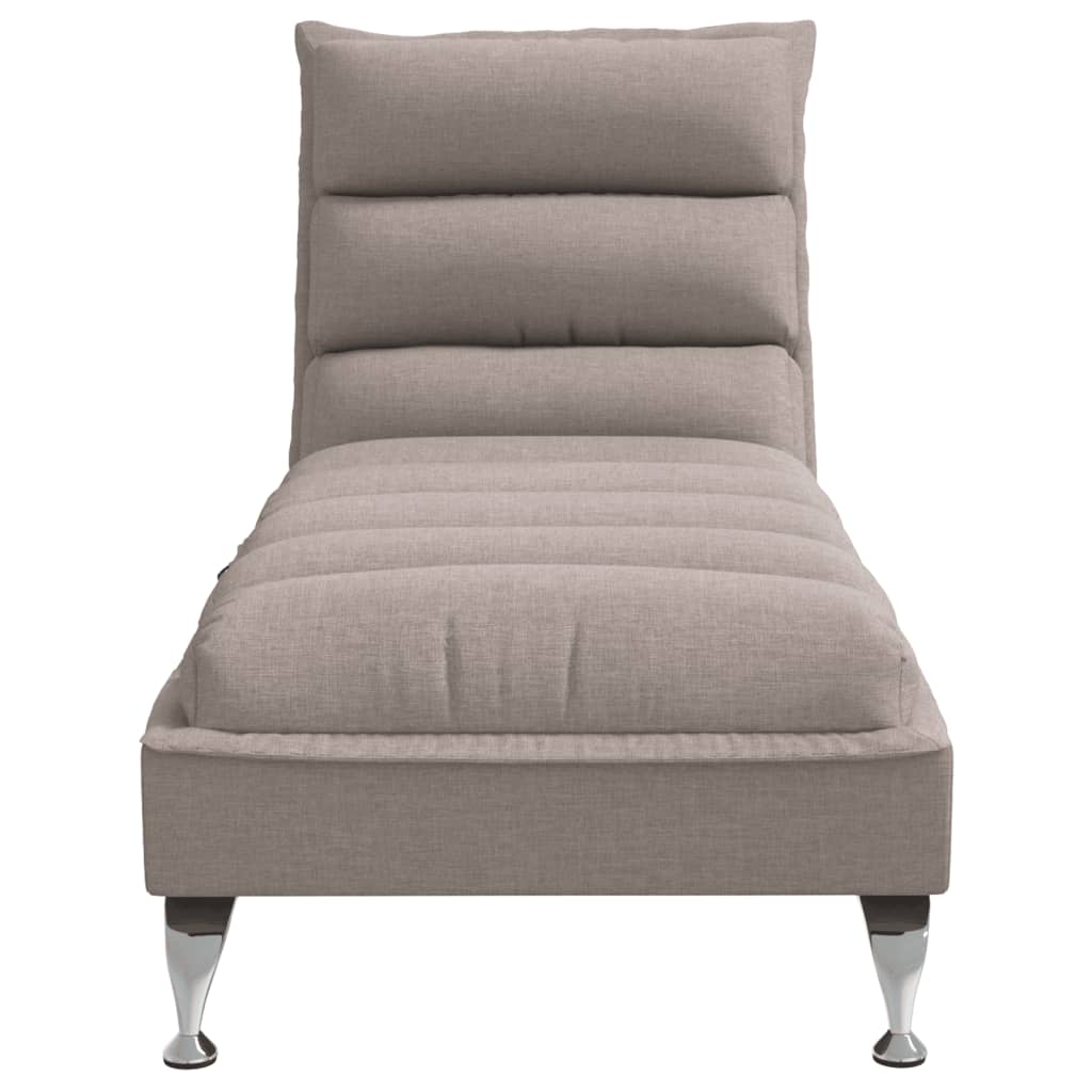 vidaXL Massage chaise longue met kussens stof taupe