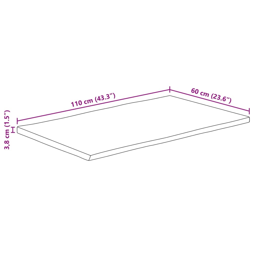 vidaXL Tafelblad met natuurlijke rand 110x60x3,8 cm massief mangohout