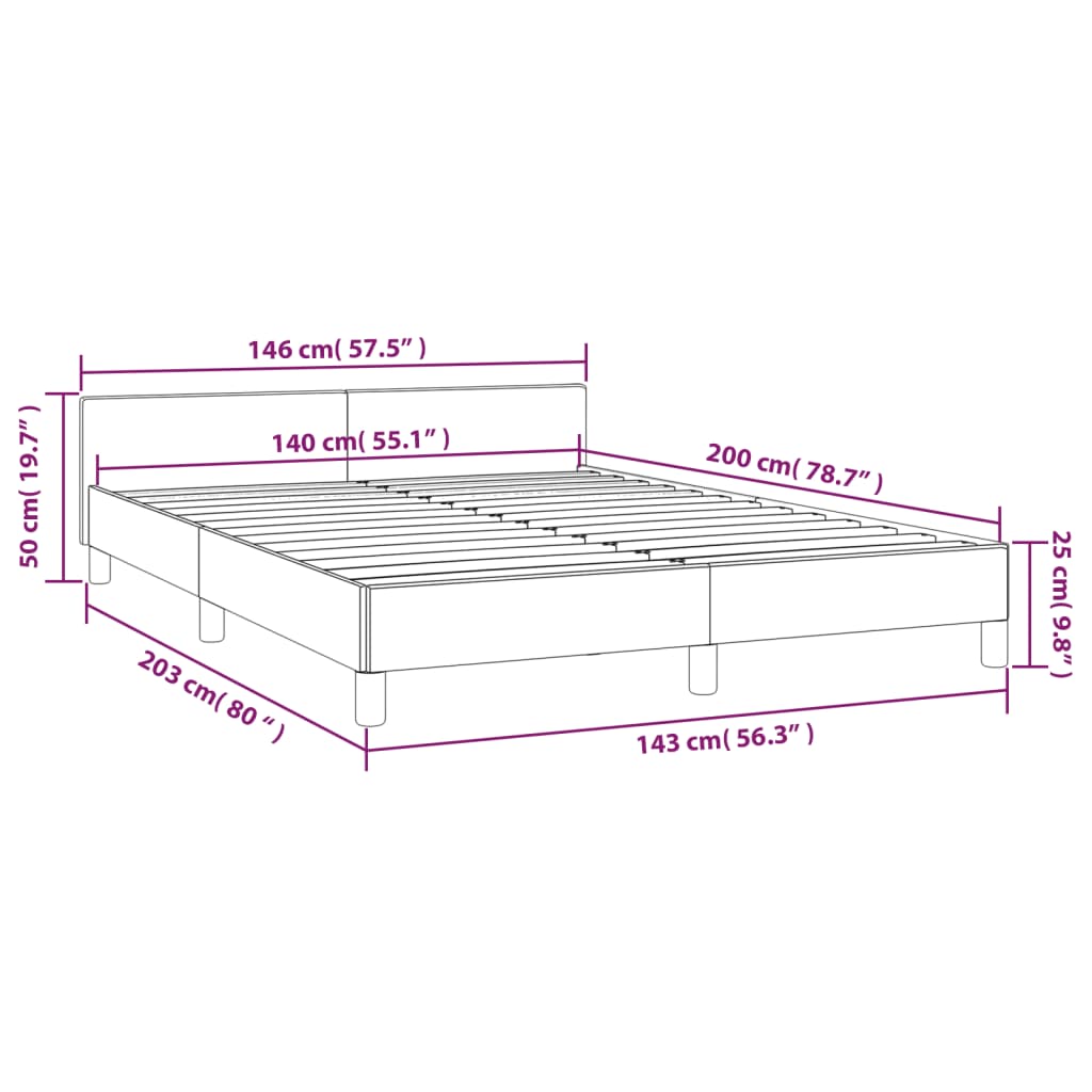 vidaXL Bedframe met hoofdeinde zonder matras Cappuccino 140x200 cm