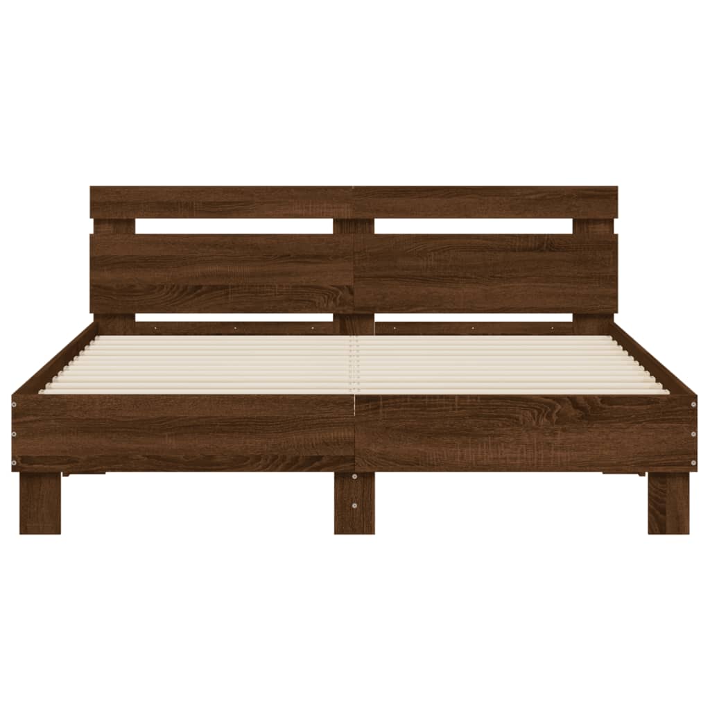 vidaXL Bedframe met hoofdeinde bewerkt hout bruineikenkleur 140x200 cm