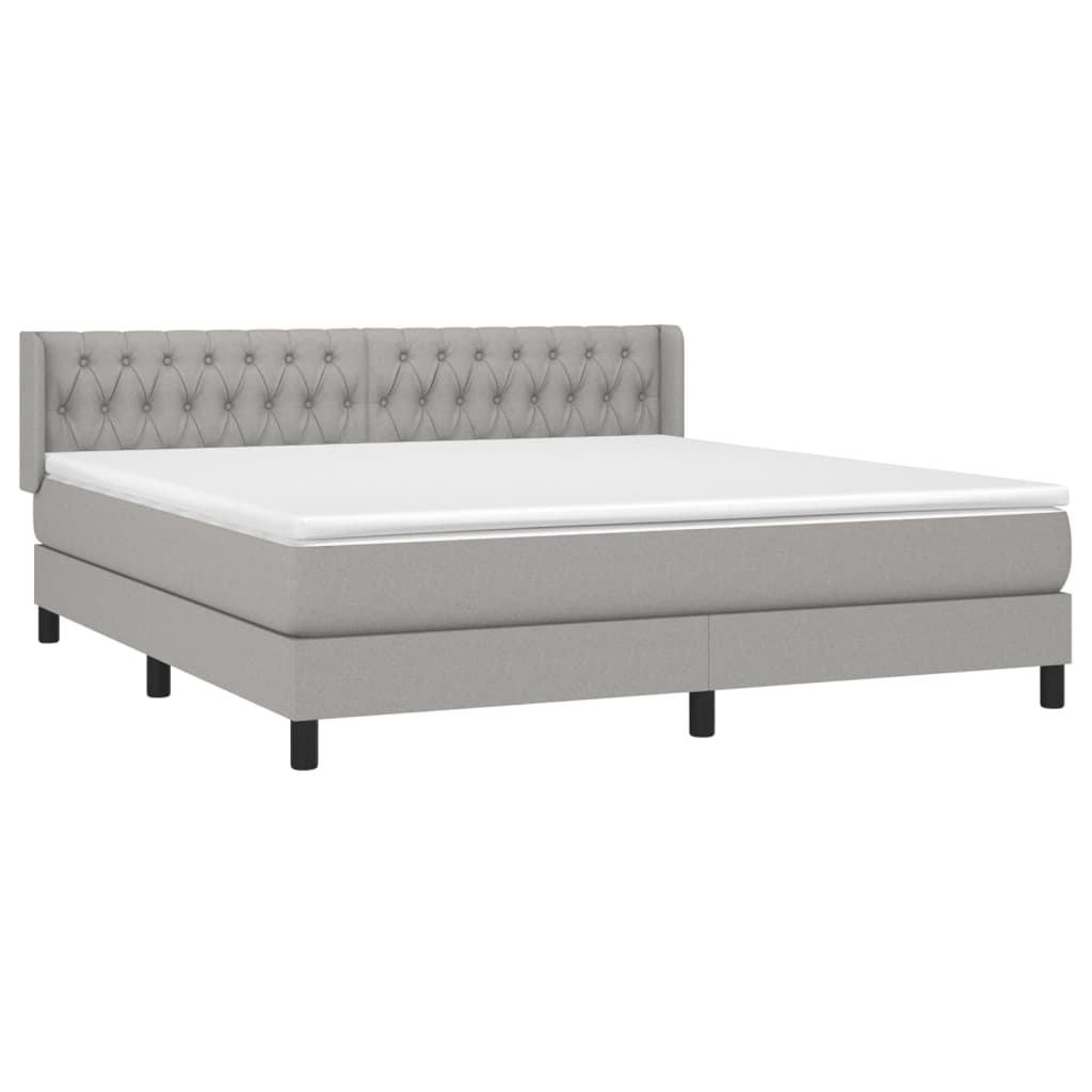 vidaXL Boxspring met matras stof lichtgrijs 180x200 cm