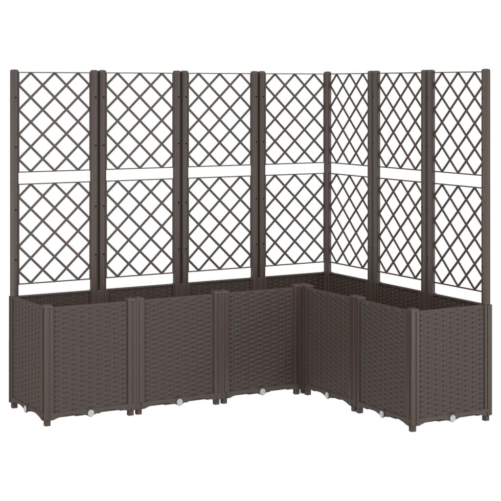 vidaXL Plantenbak met latwerk 160x120x140 cm polypropeen bruin