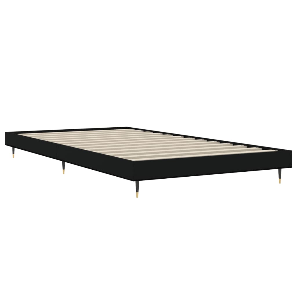 vidaXL Bedframe bewerkt hout zwart 100x200 cm