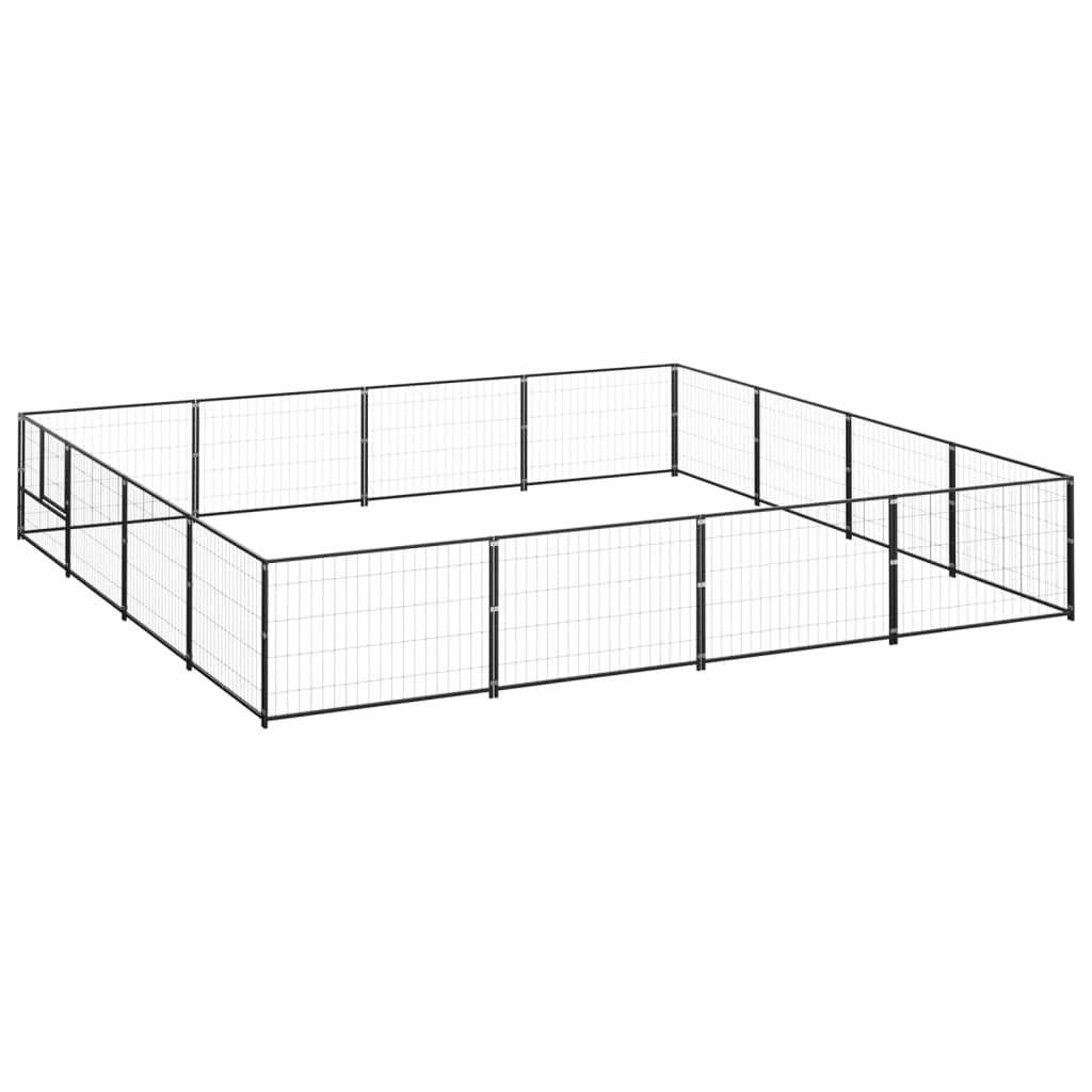 vidaXL Hondenkennel 16 m² staal zwart