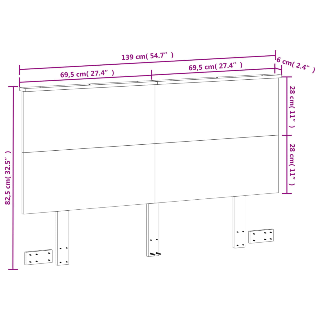 vidaXL Hoofdbord 135 cm massief grenenhout wasbruin