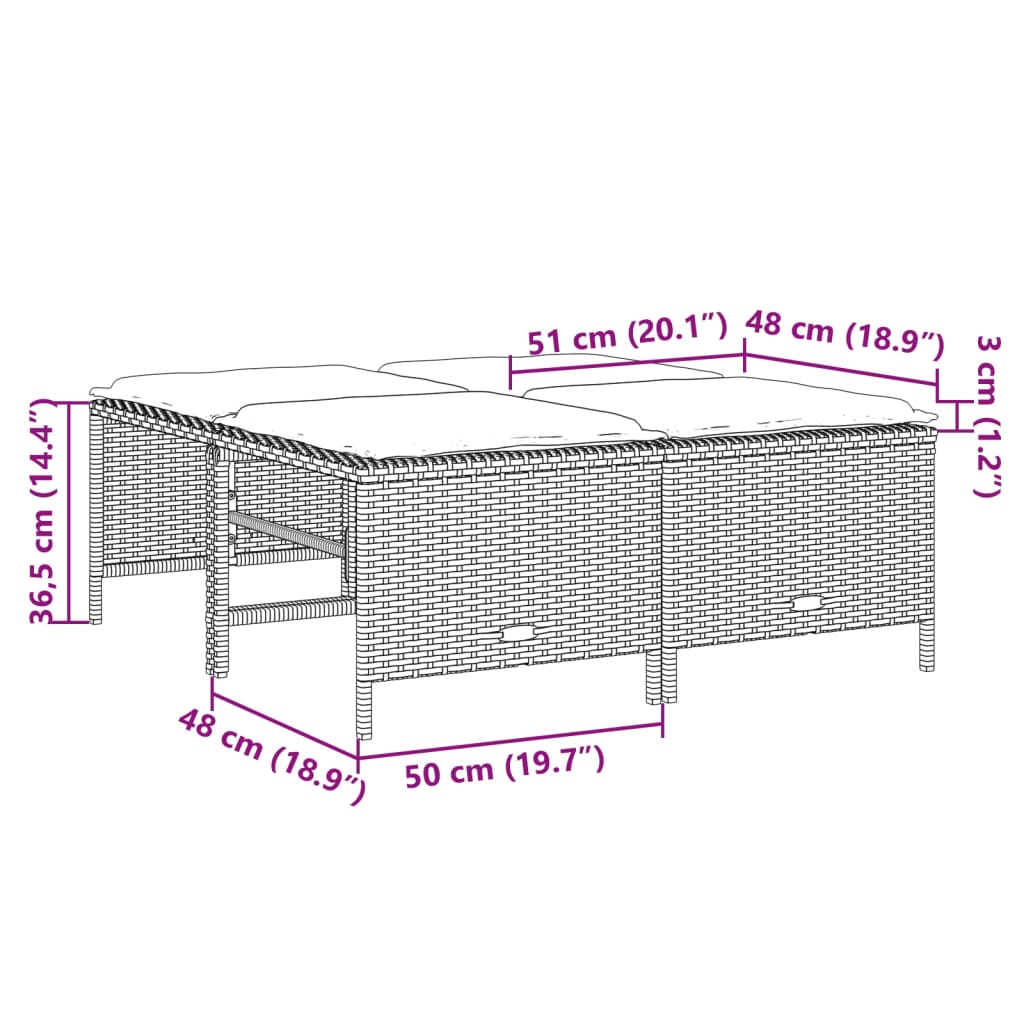 vidaXL 5-delige Loungeset met kussens poly rattan grijs