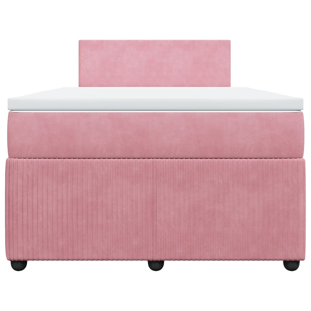 vidaXL Boxspring met matras fluweel roze 120x200 cm