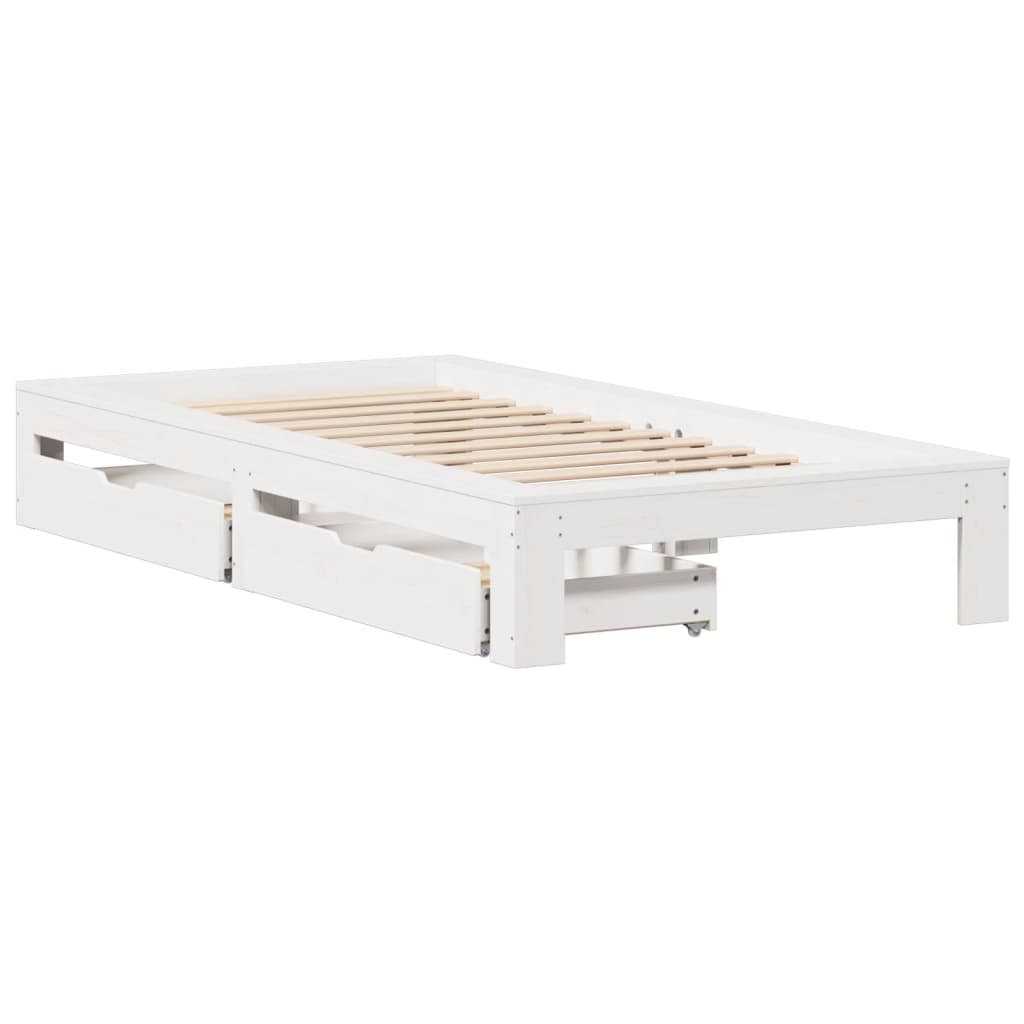 vidaXL Bedframe zonder matras massief grenenhout wit 90x200 cm