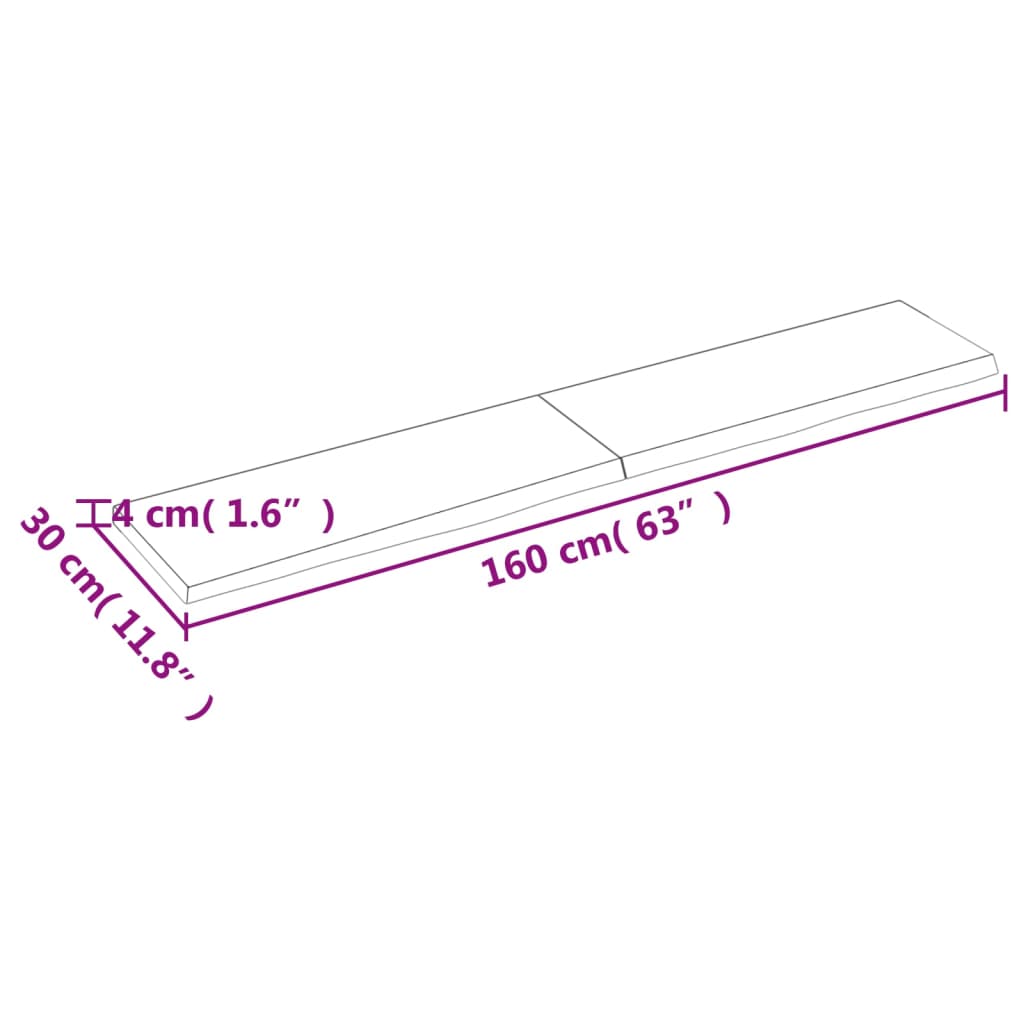 vidaXL Wastafelblad 160x30x(2-4) cm behandeld massief hout donkerbruin