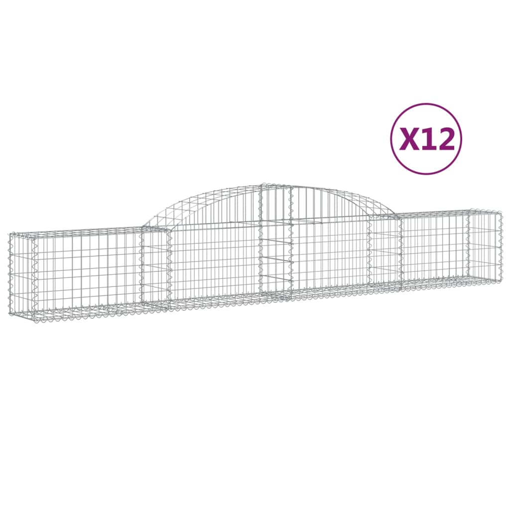 vidaXL Schanskorven 12 st gewelfd 300x30x40/60 cm gegalvaniseerd ijzer