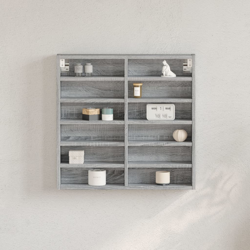 vidaXL Vitrinekast 60x8,5x58 cm bewerkt hout grijs sonoma eikenkleur