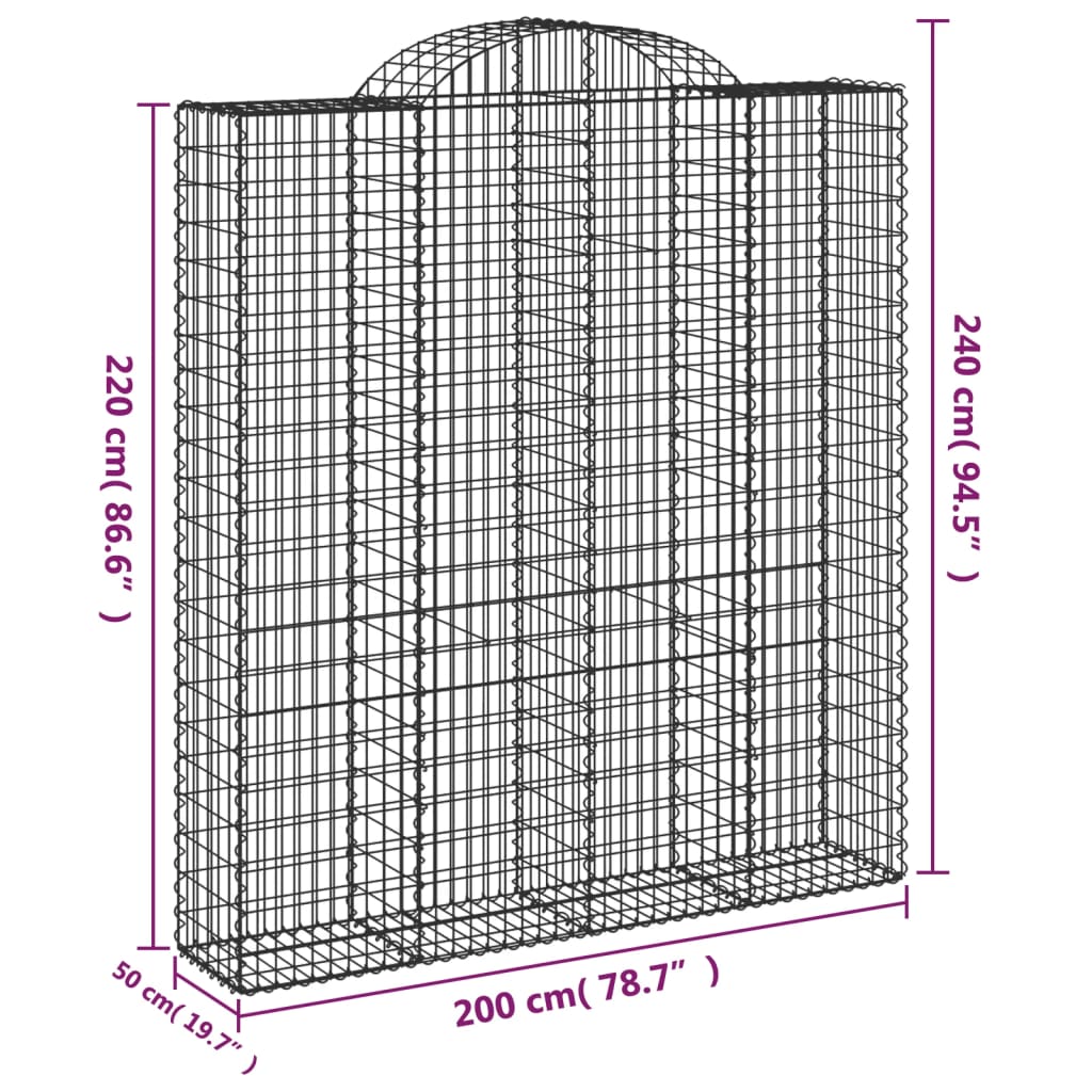 vidaXL Schanskorven 11 st gewelfd 200x50x220/240 cm ijzer