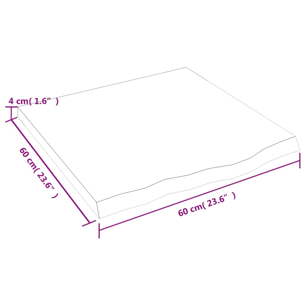 vidaXL Wastafelblad 60x60x(2-4) cm onbehandeld massief hout