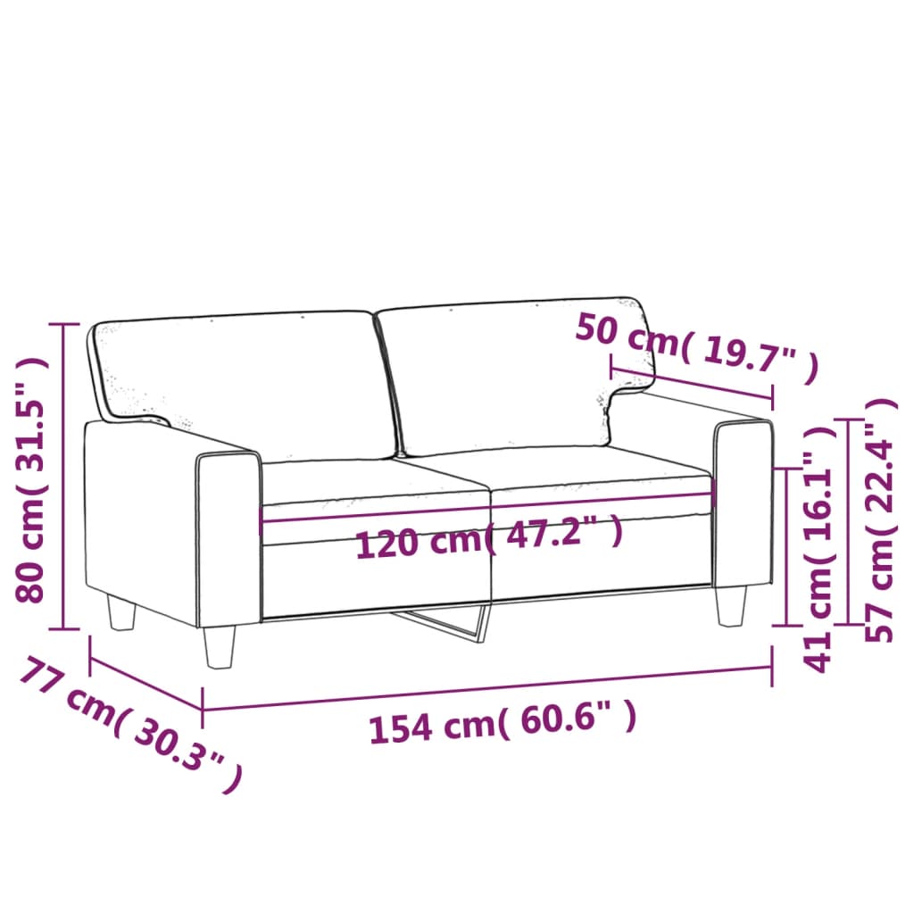 vidaXL Tweezitsbank 120 cm kunstleer zwart