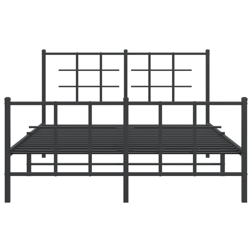 vidaXL Bedframe met hoofd- en voeteneinde metaal zwart 140x200 cm