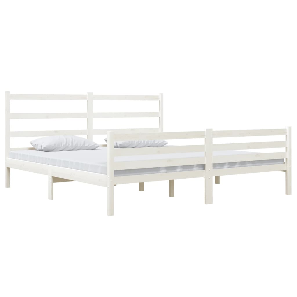 vidaXL Bedframe massief grenenhout wit 180x200 cm