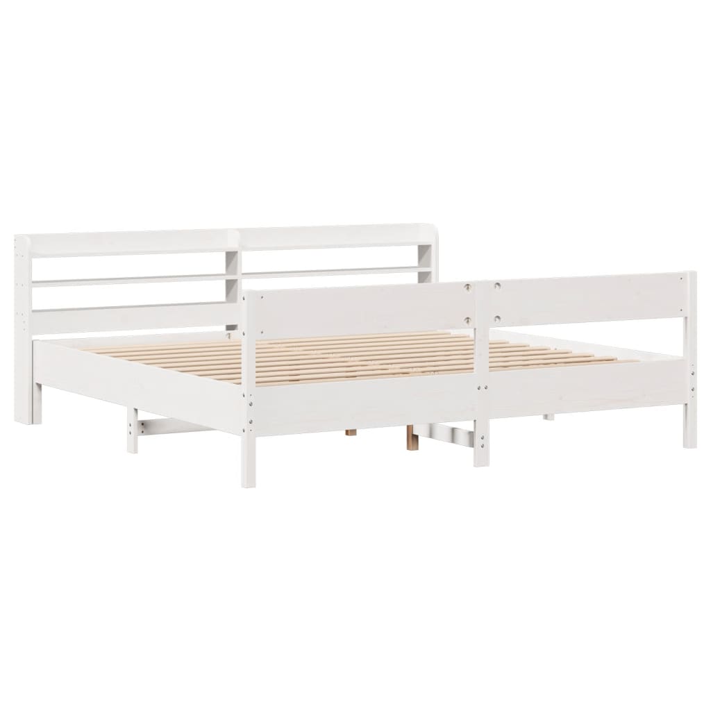 vidaXL Bedframe zonder matras massief grenenhout wit 180x200 cm