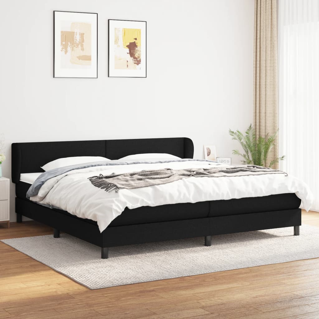 vidaXL Boxspring met matras stof zwart 200x200 cm