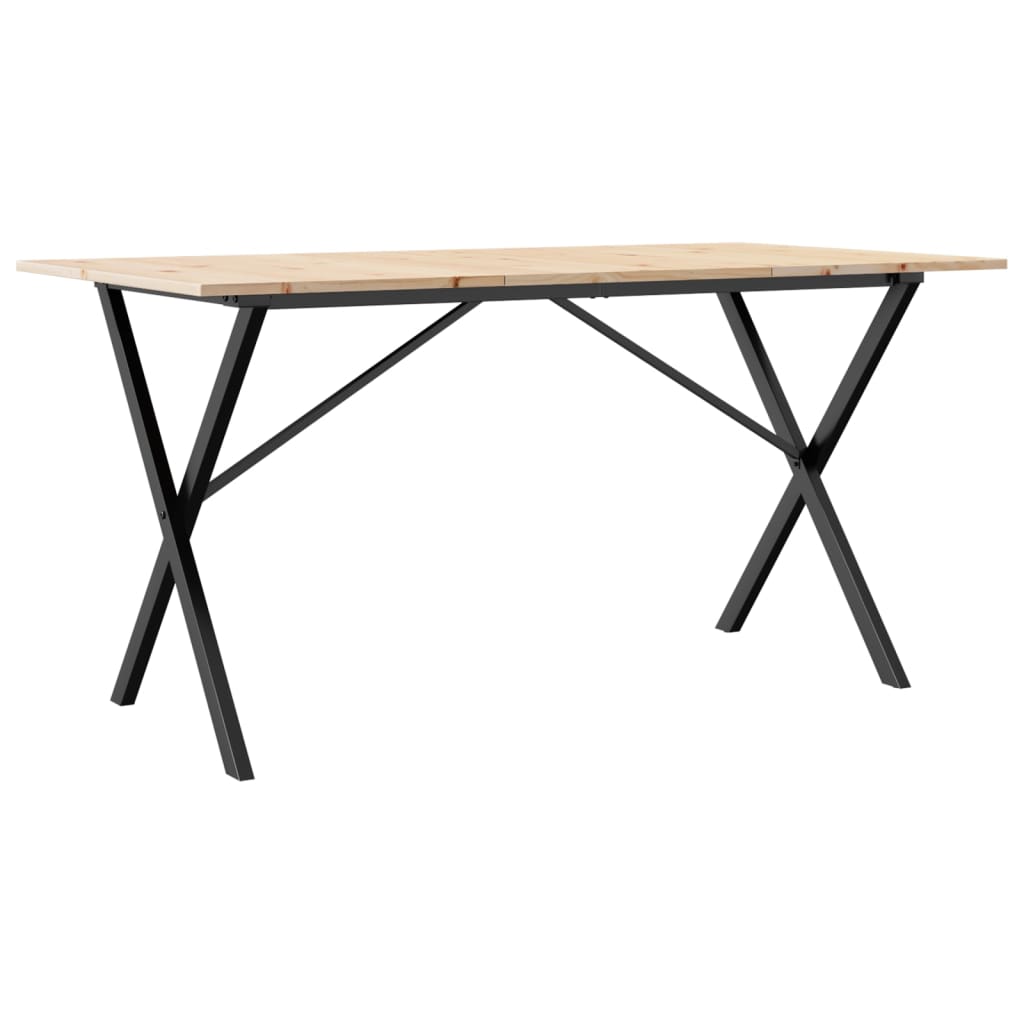 vidaXL Eettafel X-frame 160x80x75 cm massief grenenhout en gietijzer