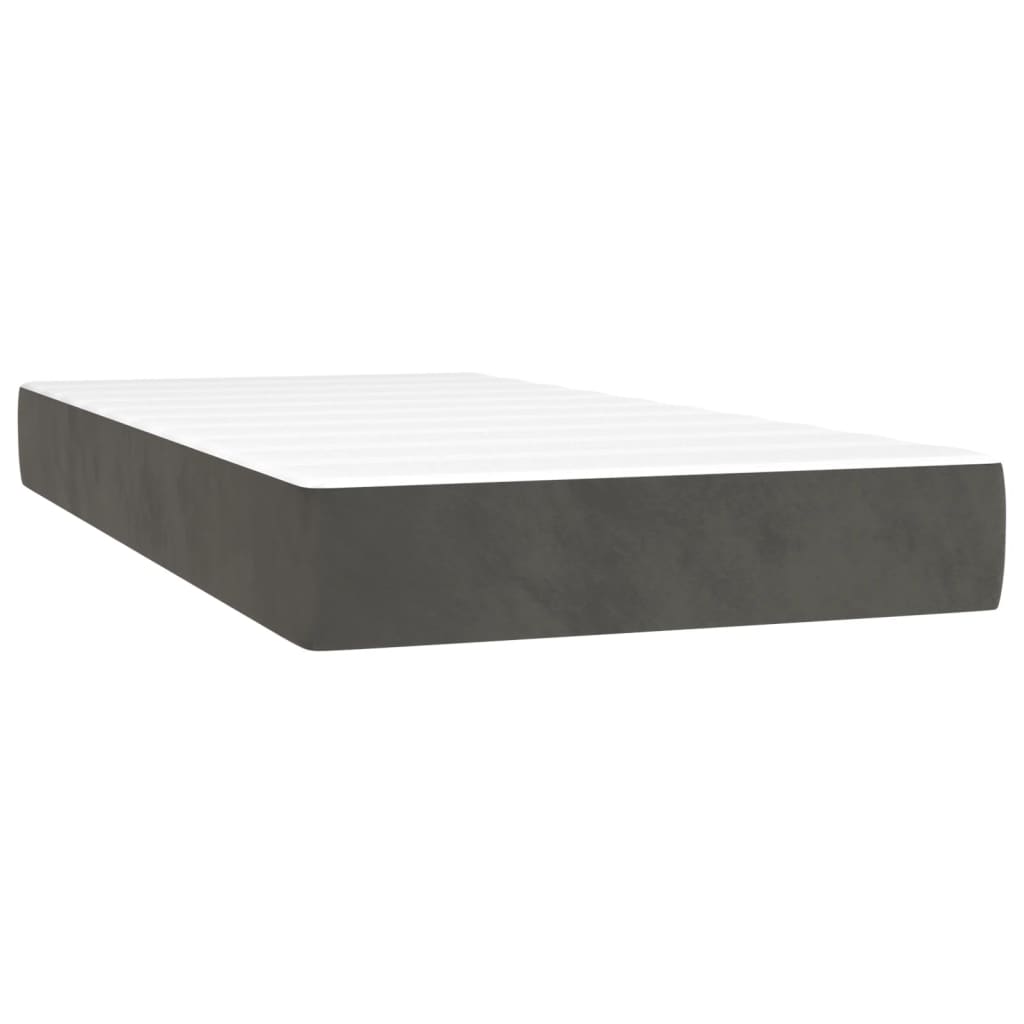 vidaXL Boxspring met matras en LED fluweel donkergrijs 90x190 cm