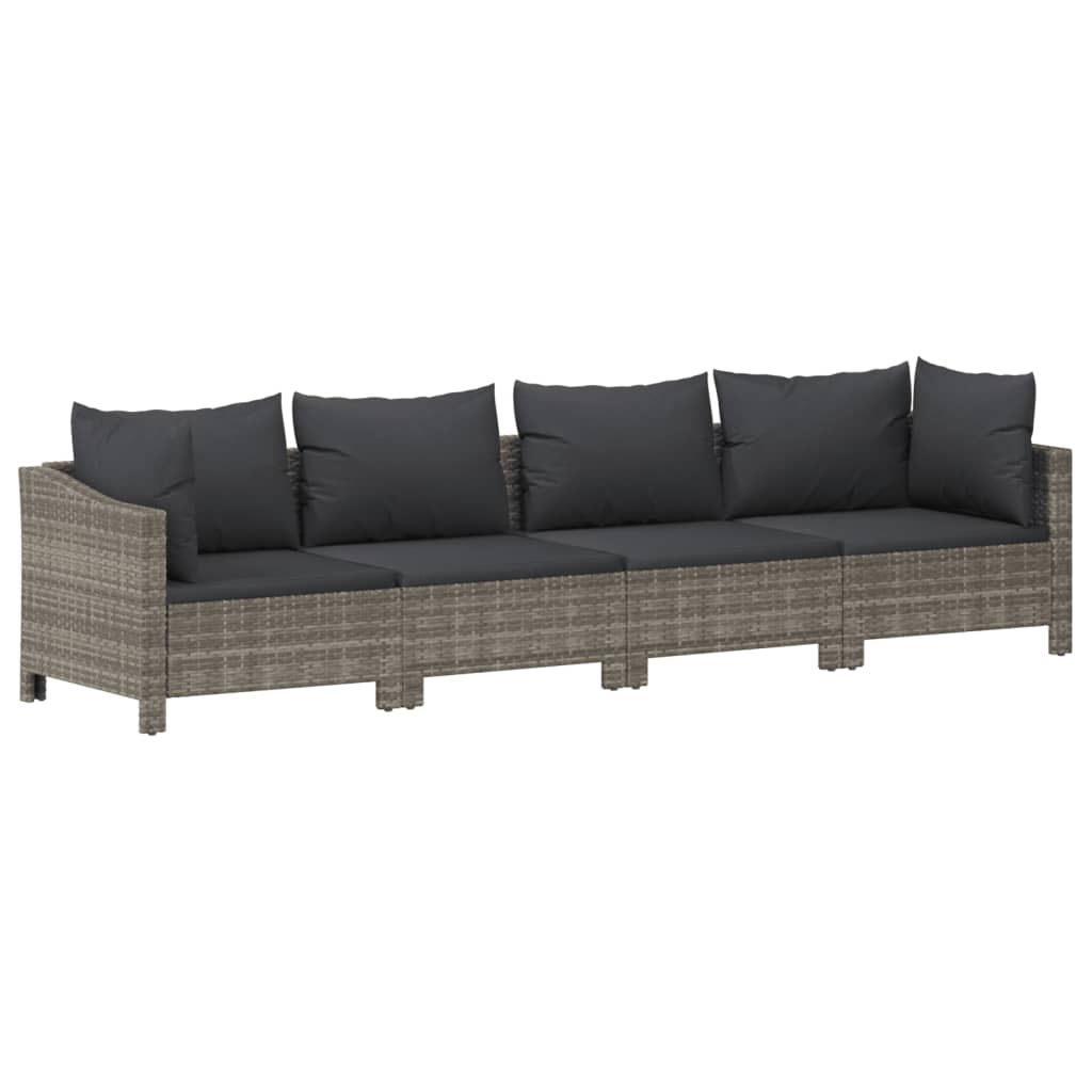 vidaXL 9-delige Loungeset met kussens poly rattan grijs