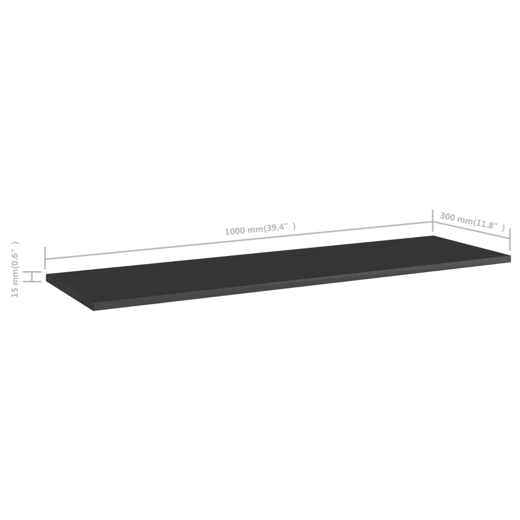 vidaXL Wandschappen 4 st 100x30x1,5 cm spaanplaat hoogglans zwart