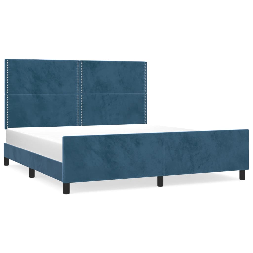 vidaXL Bedframe zonder matras 160x200 cm fluweel donkerblauw