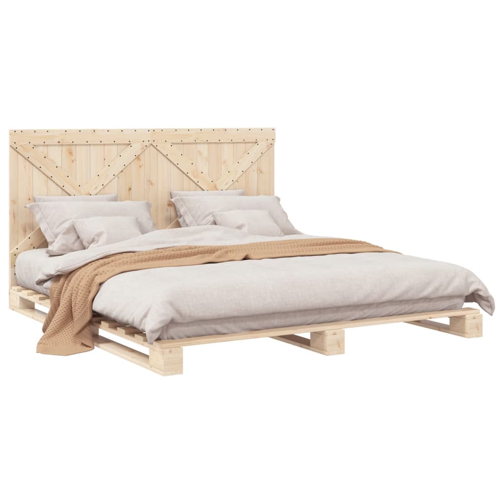 vidaXL Bedframe met hoofdbord massief grenenhout 200x200 cm