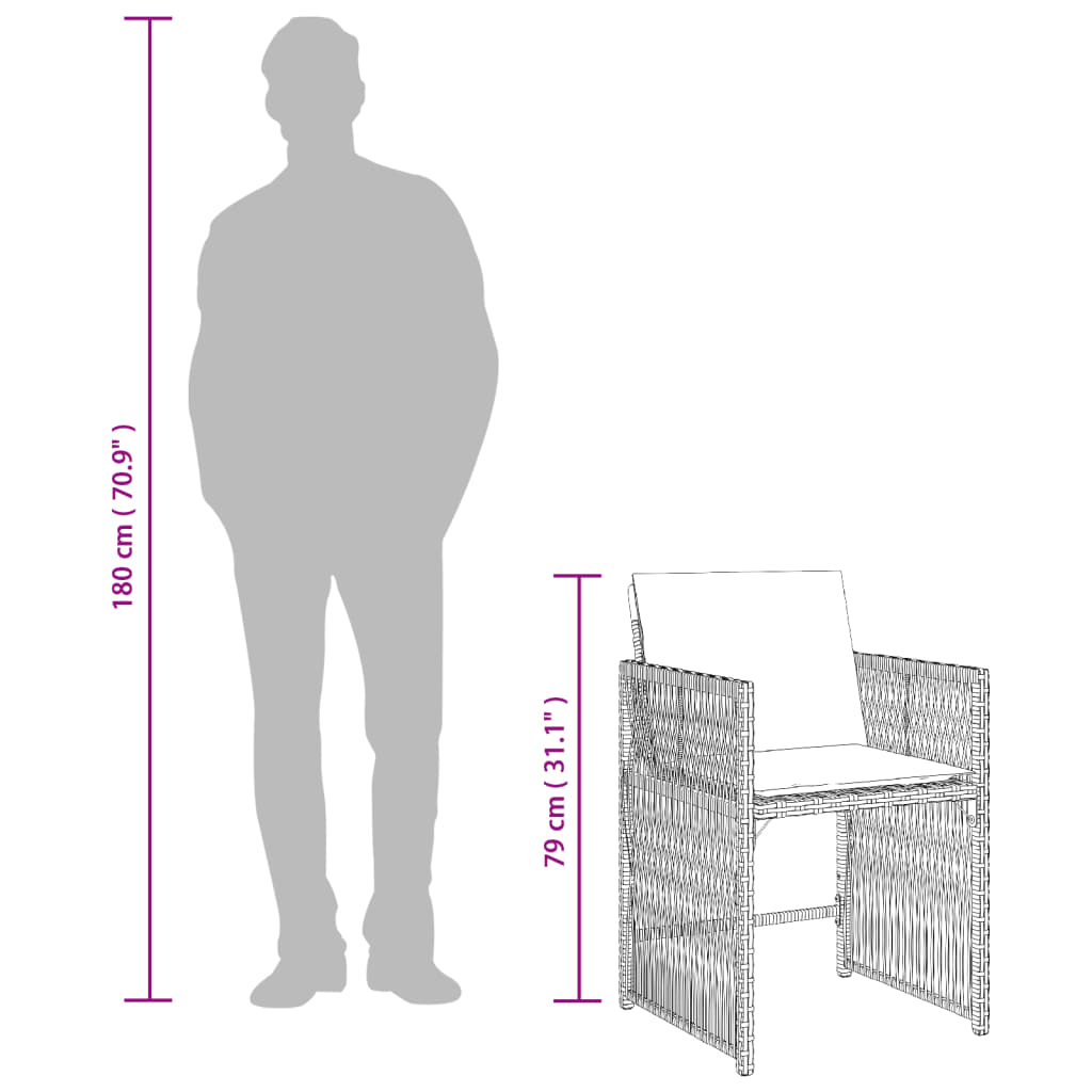 vidaXL Tuinstoelen 4 st met kussens poly rattan zwart