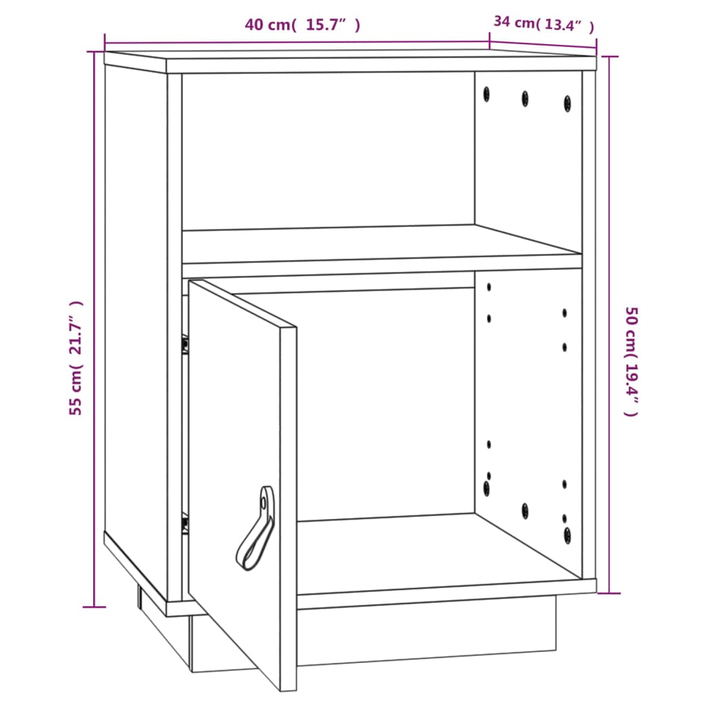 vidaXL Nachtkastjes 2 st 40x34x55 cm massief grenenhout honingbruin