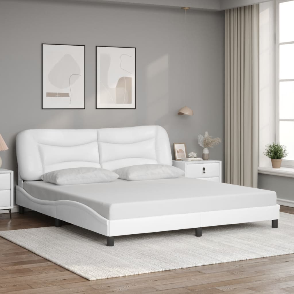 vidaXL Bedframe met hoofdbord kunstleer wit 180x200 cm