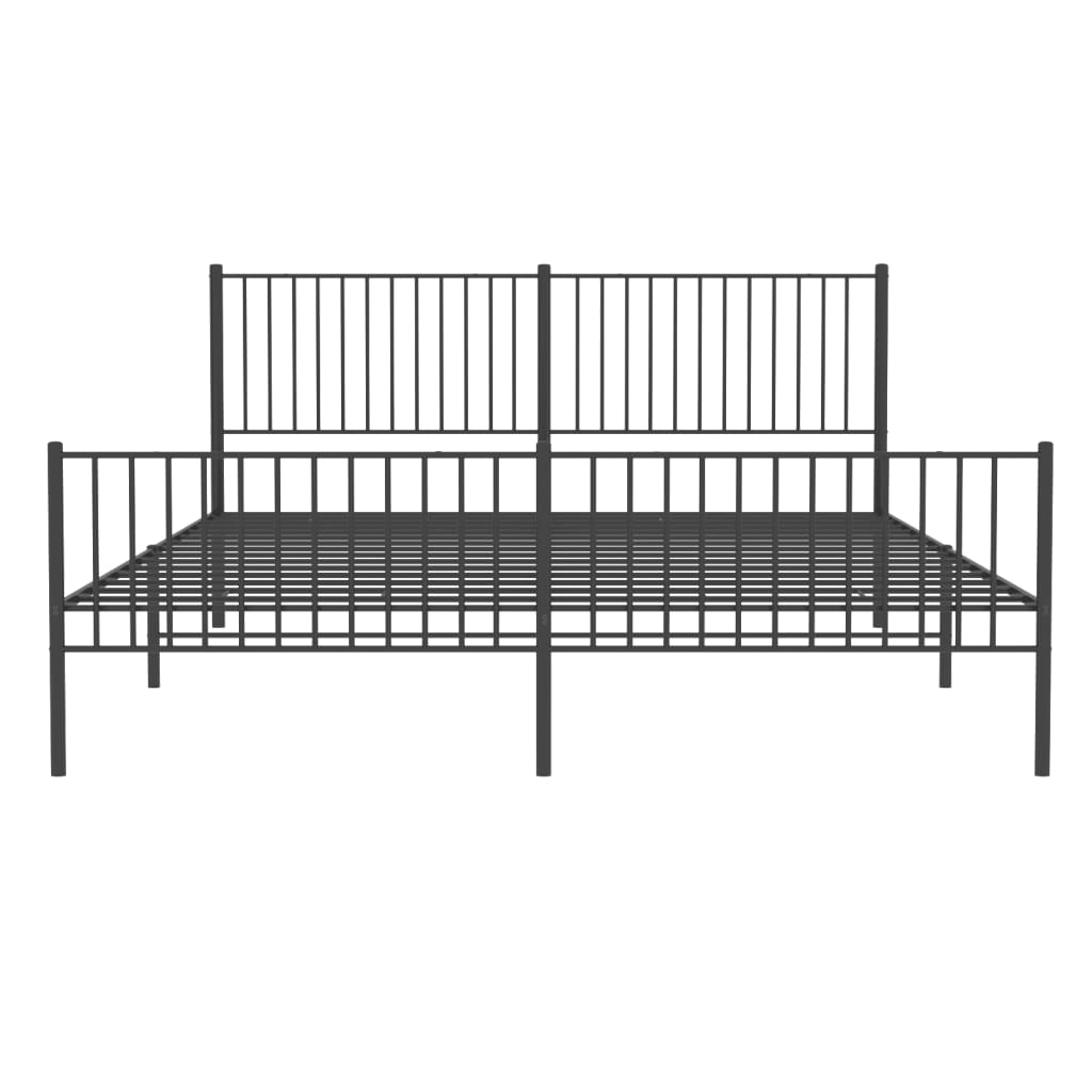 vidaXL Bedframe met hoofd- en voeteneinde metaal zwart 200x200 cm