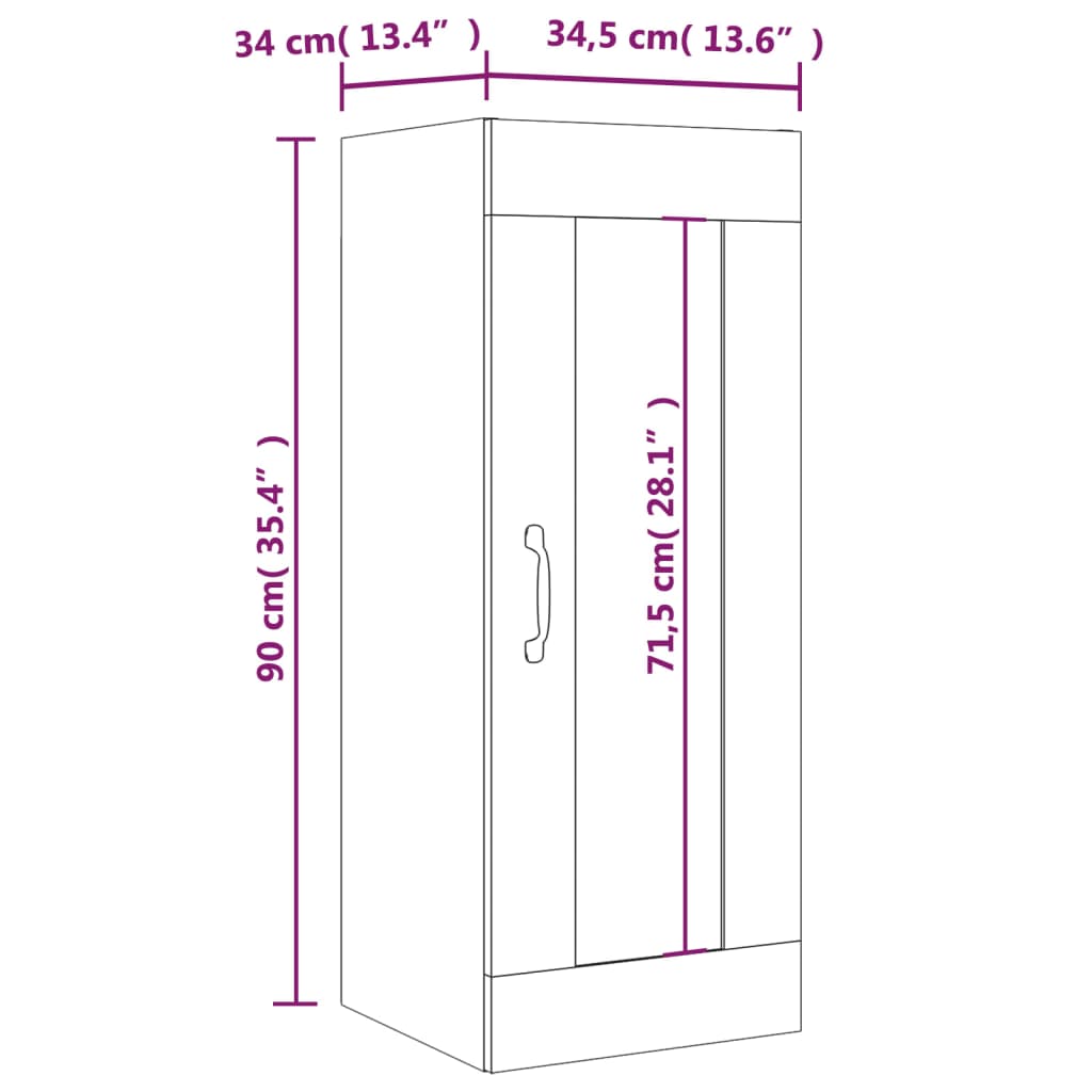 vidaXL Wandkast 34,5x34x90 cm wit