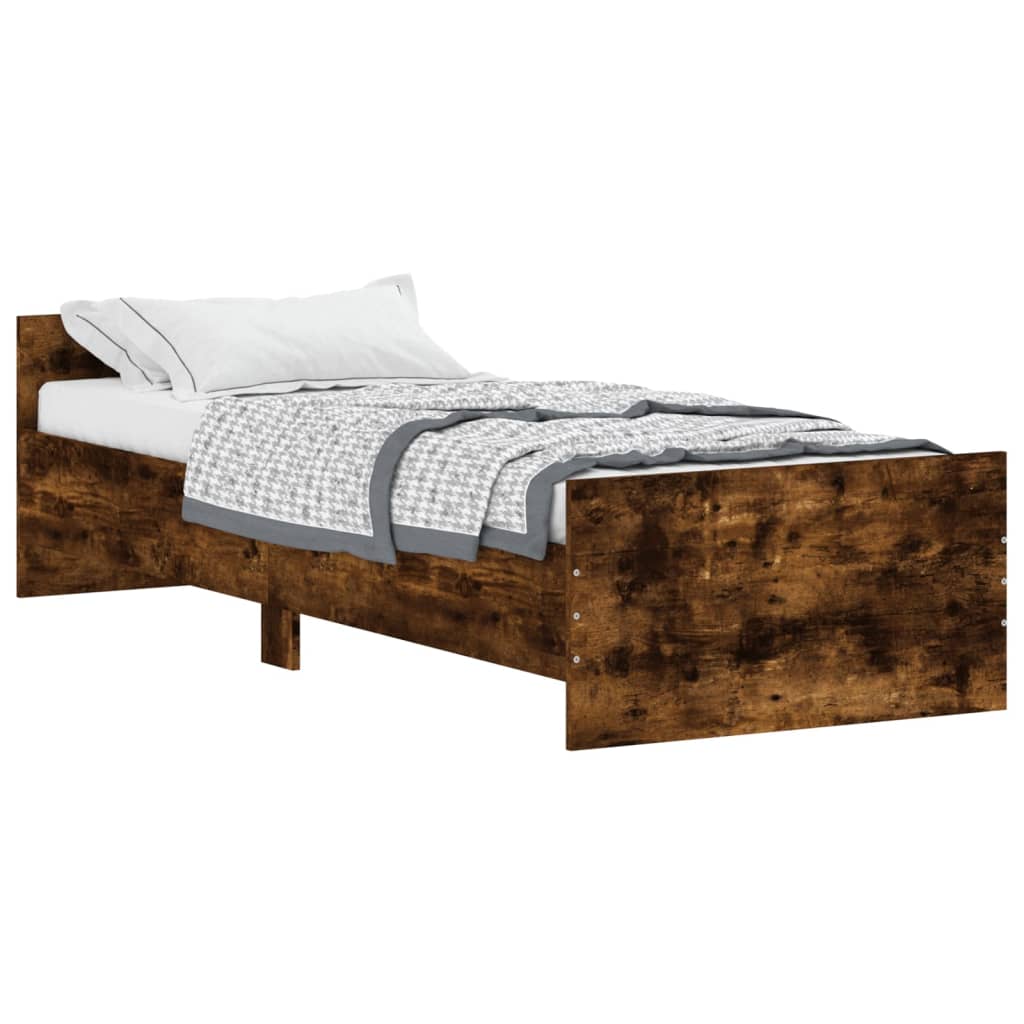 vidaXL Bedframe zonder matras hout gerookt eikenkleurig 75x190 cm