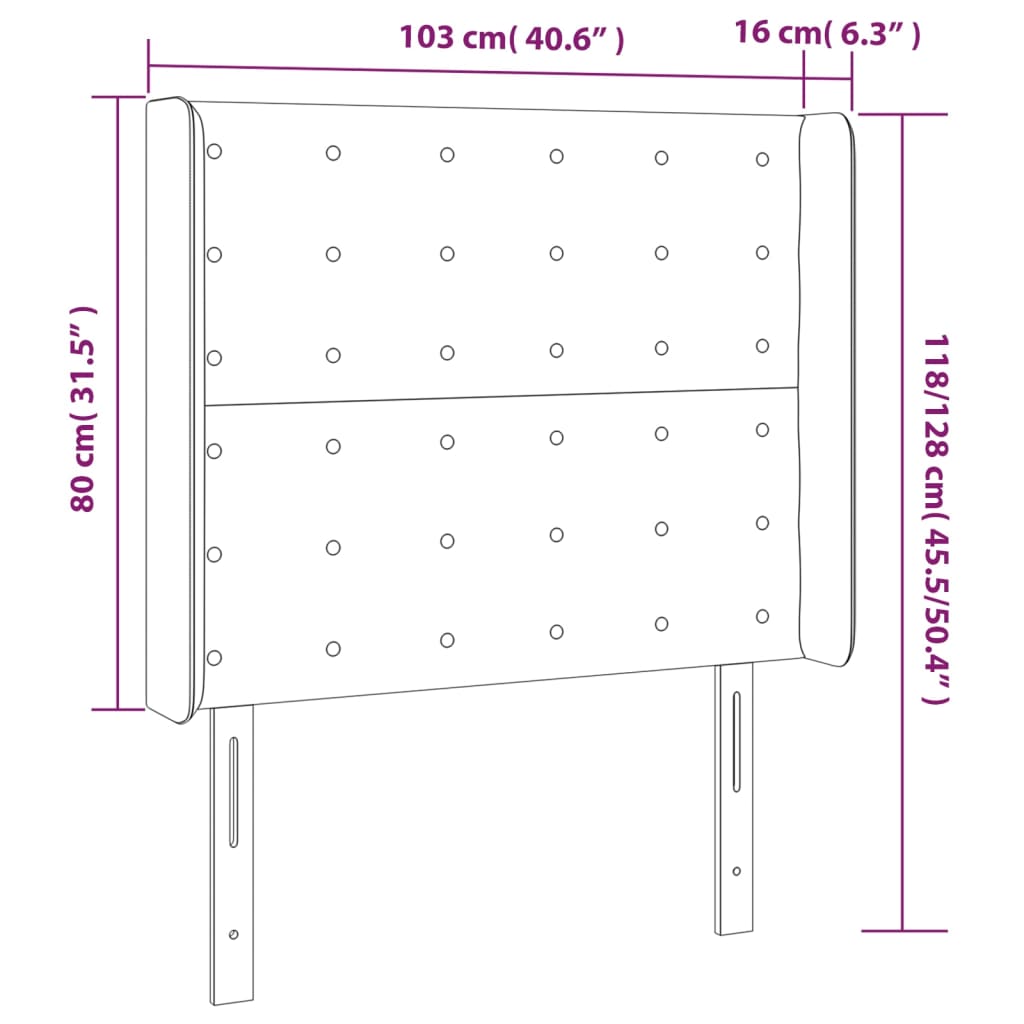 vidaXL Hoofdbord LED 103x16x118/128 cm fluweel donkergroen