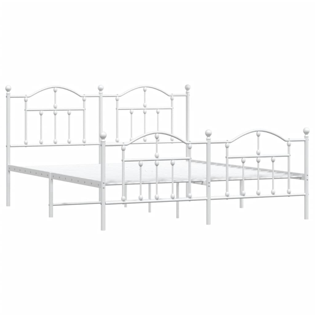 vidaXL Bedframe met hoofd- en voeteneinde metaal wit 180x200 cm