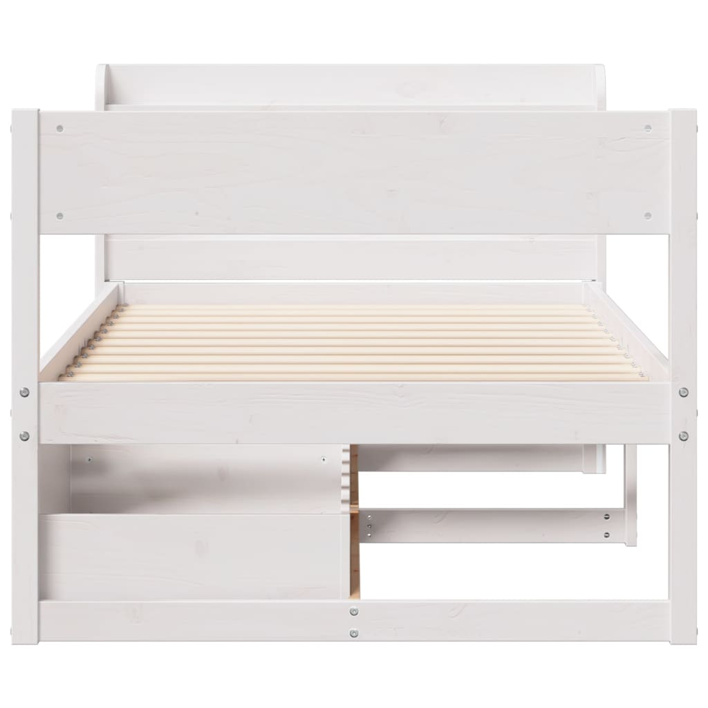 vidaXL Bedframe zonder matras massief grenenhout wit 90x200 cm