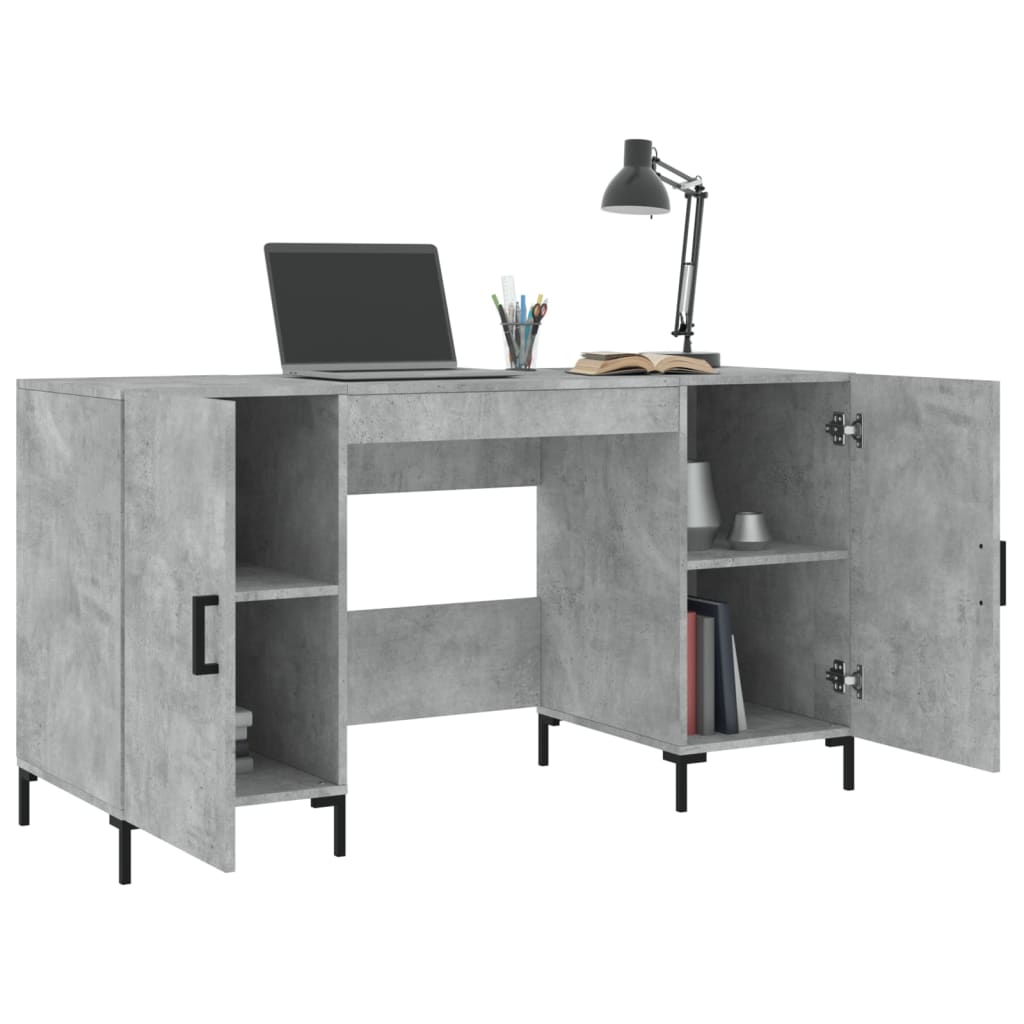 vidaXL Bureau 140x50x75 cm bewerkt hout betongrijs