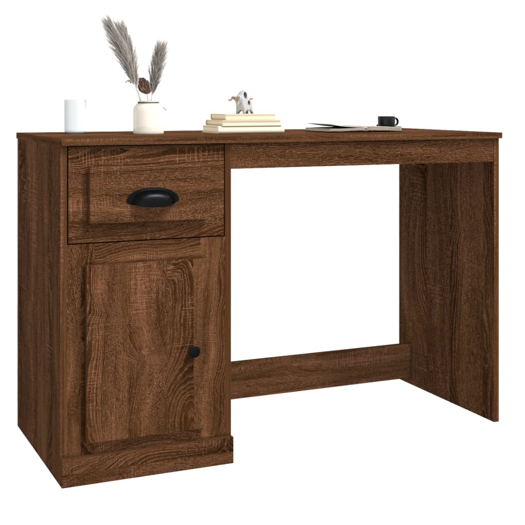 vidaXL Bureau met lade 115x50x75 cm bewerkt hout bruin eikenkleur