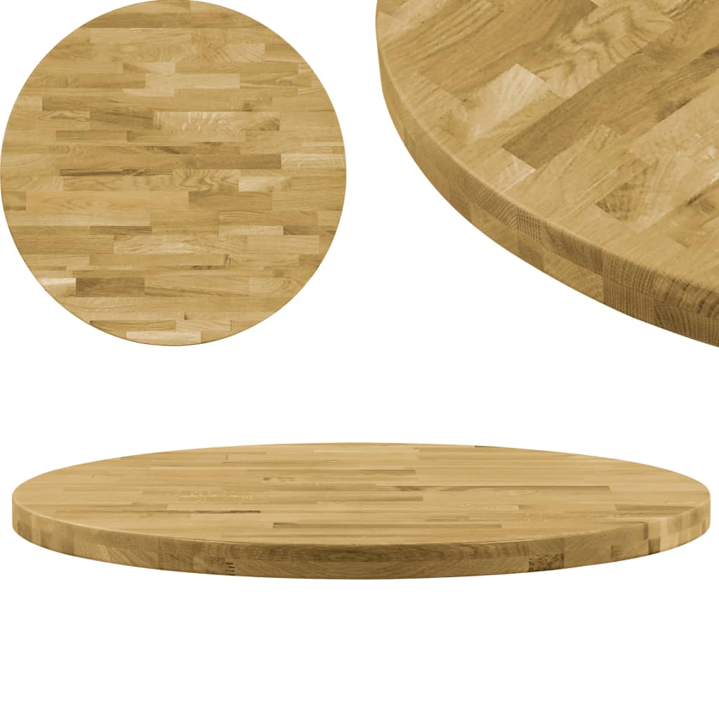 vidaXL Tafelblad rond 44 mm 900 mm massief eikenhout