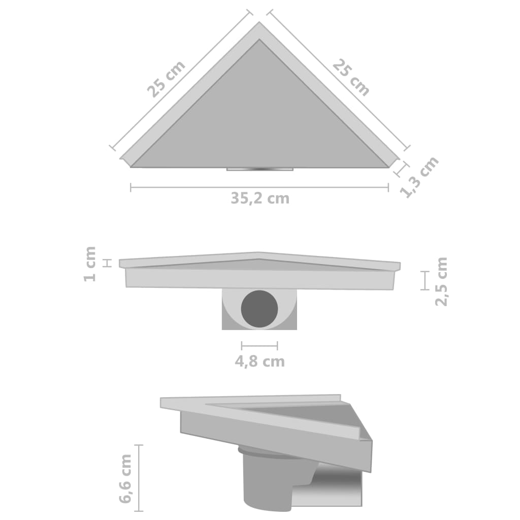 vidaXL Doucheafvoer met 2-in-1 deksel 25x25 cm roestvrij staal