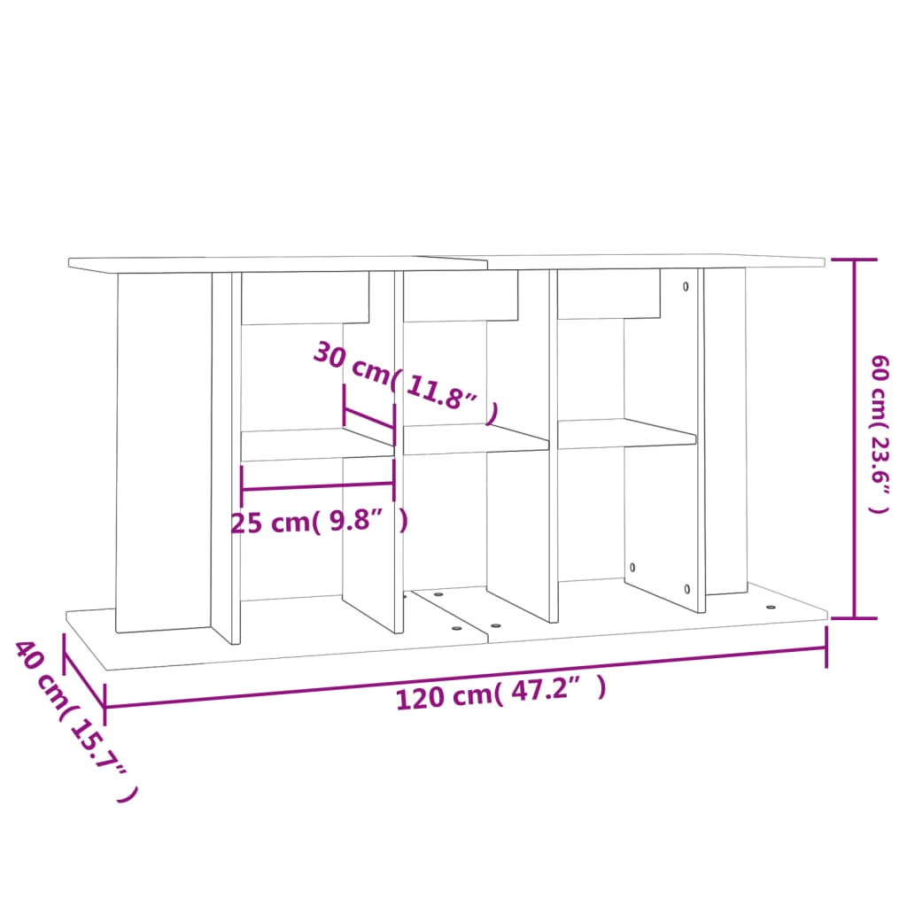 vidaXL Aquariumstandaard 120x40x60 cm bewerkt hout grijs sonoma