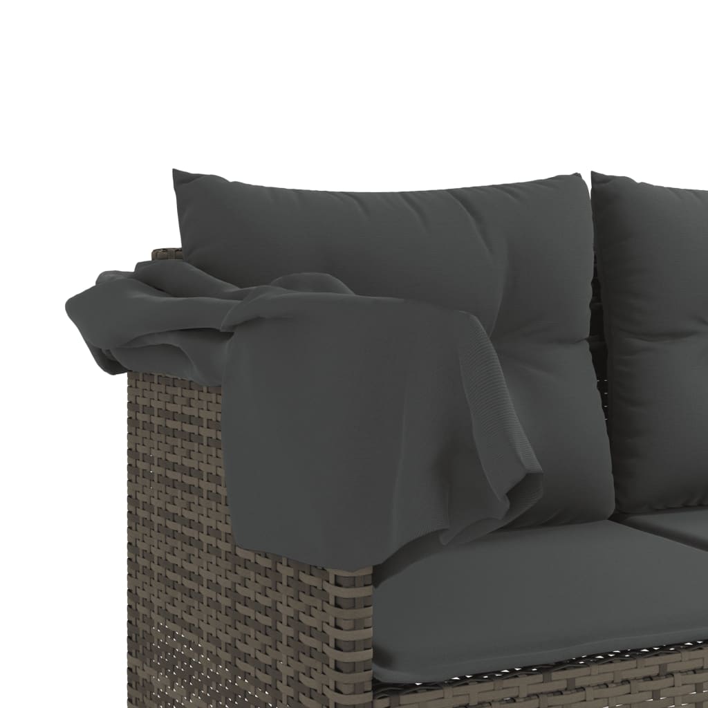 vidaXL 5-delige Loungeset met kussens poly rattan grijs