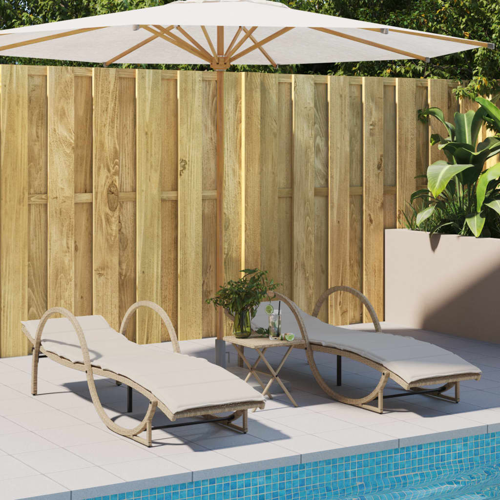 vidaXL Ligbed met kussen 60x199x42 cm poly rattan beige