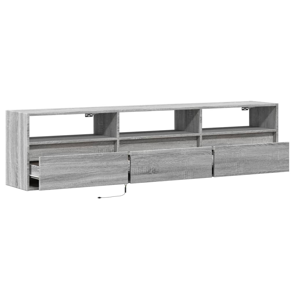 vidaXL Tv-wandmeubel met LED-verlichting 180x31x45 cm grijs sonoma