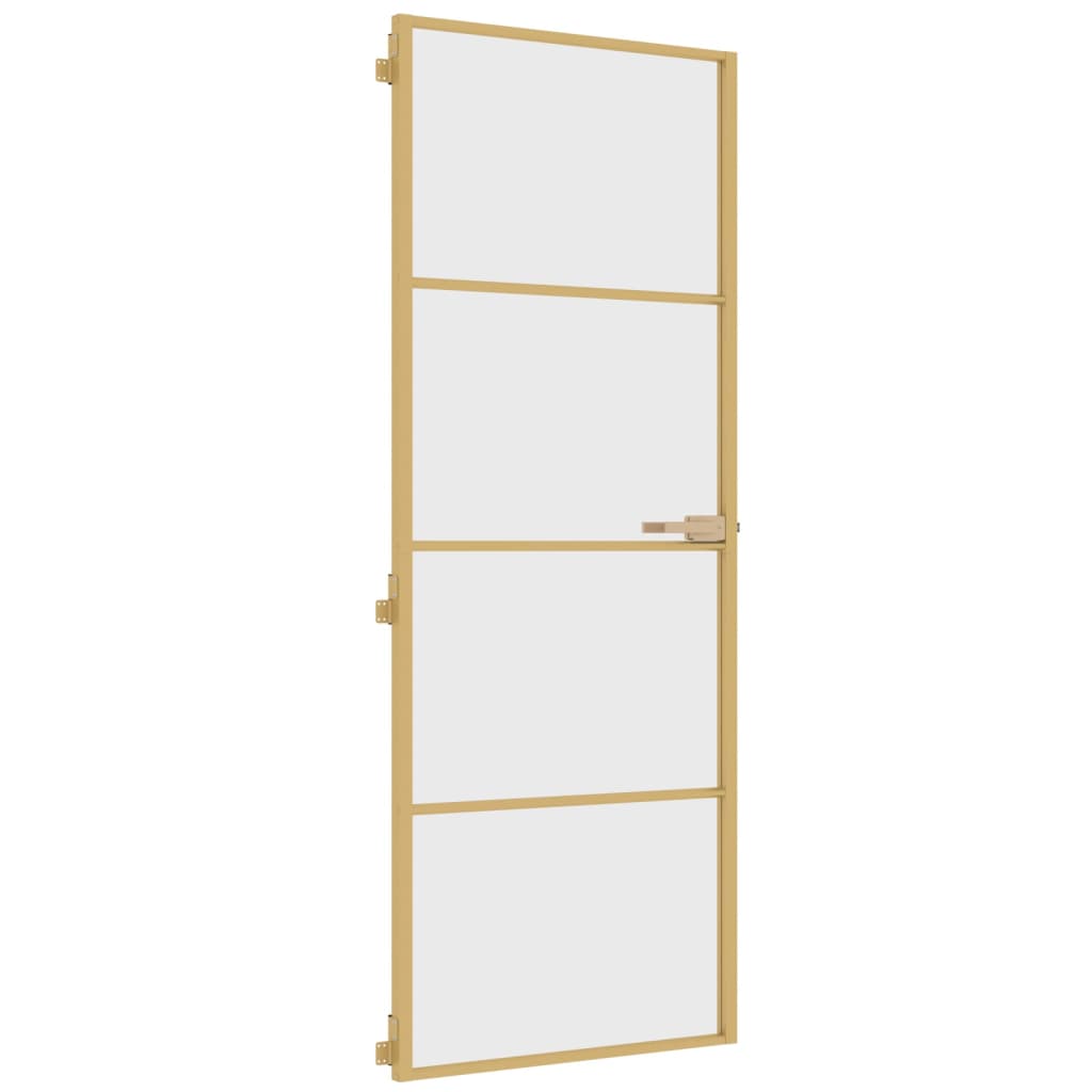 vidaXL Binnendeur smal 76x201,5 cm gehard glas en aluminium goudkleur