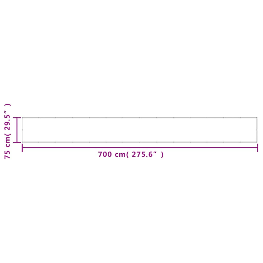 vidaXL Balkonscherm 75x700 cm 100% oxford polyester wit