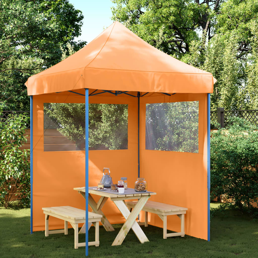 vidaXL Partytent inklapbaar pop-up met 2 zijwanden oranje