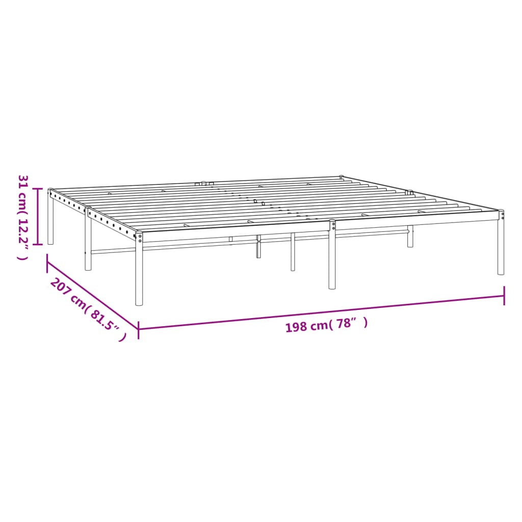 vidaXL Bedframe metaal zwart 193x203 cm