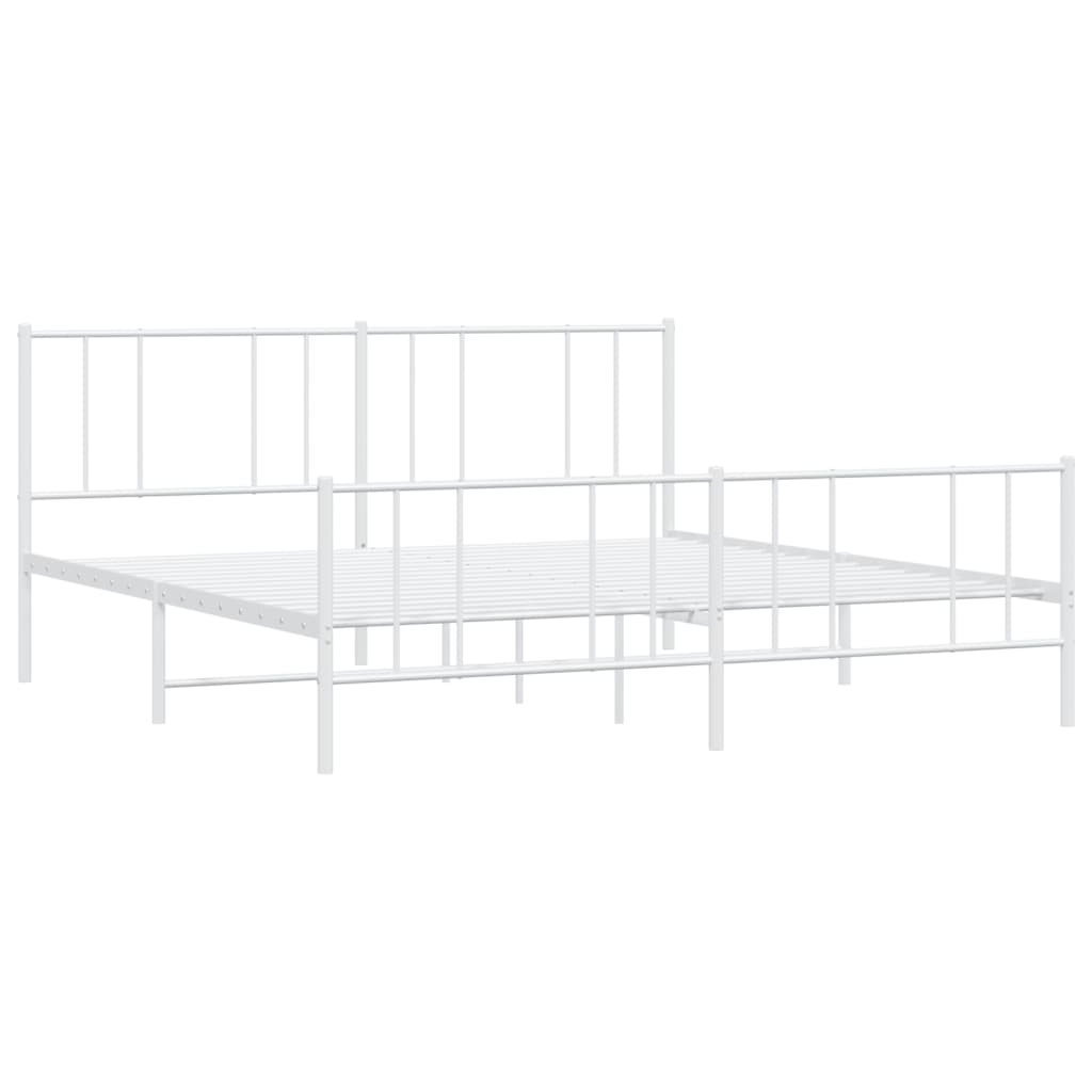 vidaXL Bedframe met hoofd- en voeteneinde metaal wit 183x213 cm